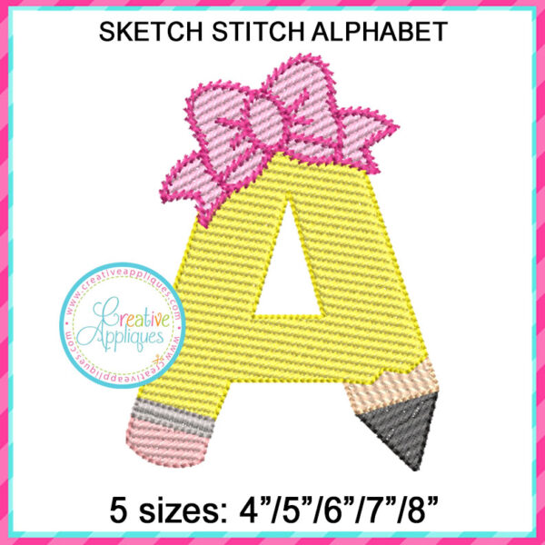 Pencil Bow Alphabet Sketch Stitch Embroidery Alphabet - Image 3