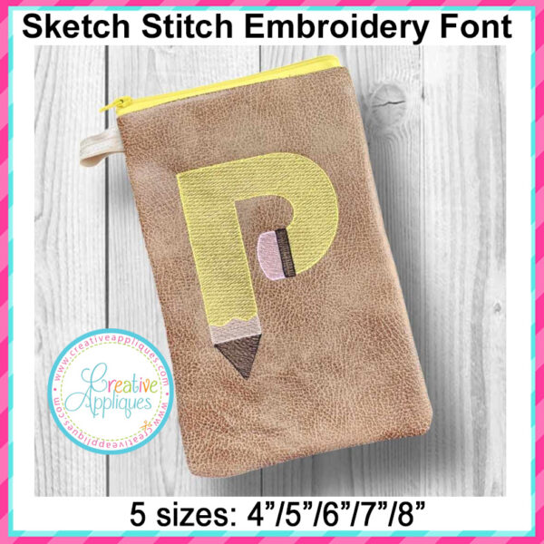 Pencil Alphabet Sketch Stitch Embroidery Alphabet - Image 5