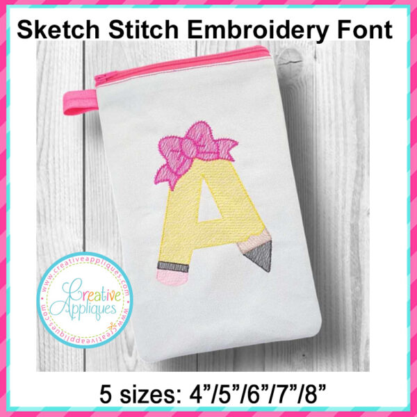 Pencil Bow Alphabet Sketch Stitch Embroidery Alphabet - Image 4