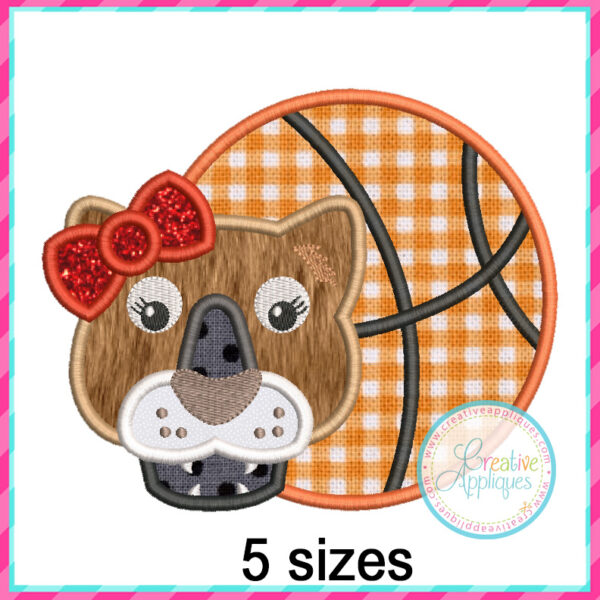 Cougar Girl Basketball Applique Design