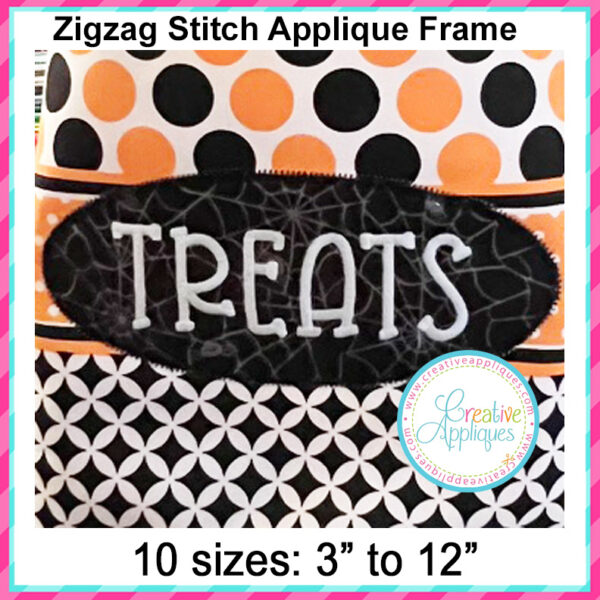 Oval Flat Zigzag Frame Applique Design