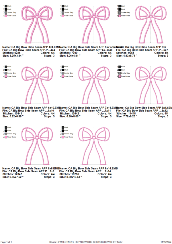 Big Bow Side Seam Applique Design - Image 5