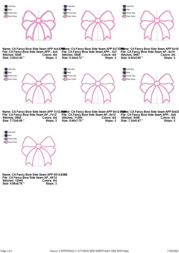 Fancy Bow Side Seam Applique Design - Image 3