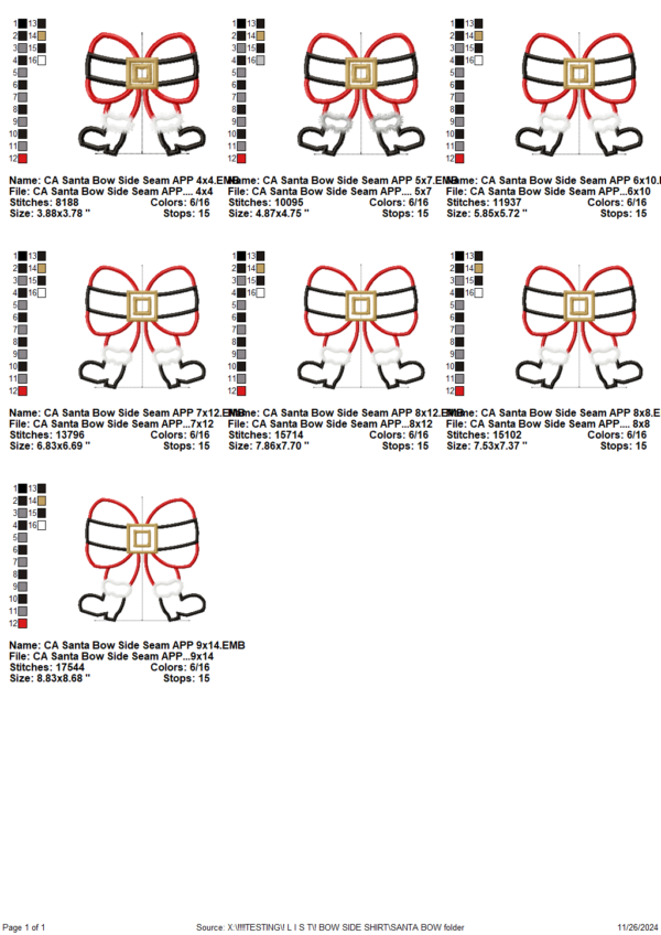 Santa Belt Bow Side Seam Applique Design - Image 5