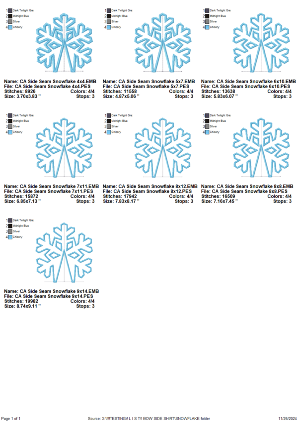 Snowflake Side Seam Applique Design - Image 3