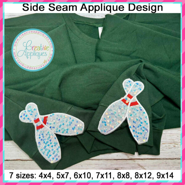 Bowling Pins Side Seam Applique Design - Image 4