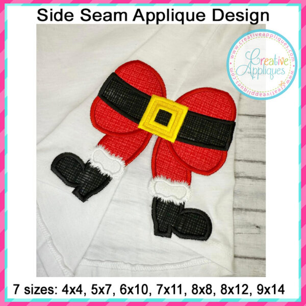 Santa Belt Bow Side Seam Applique Design