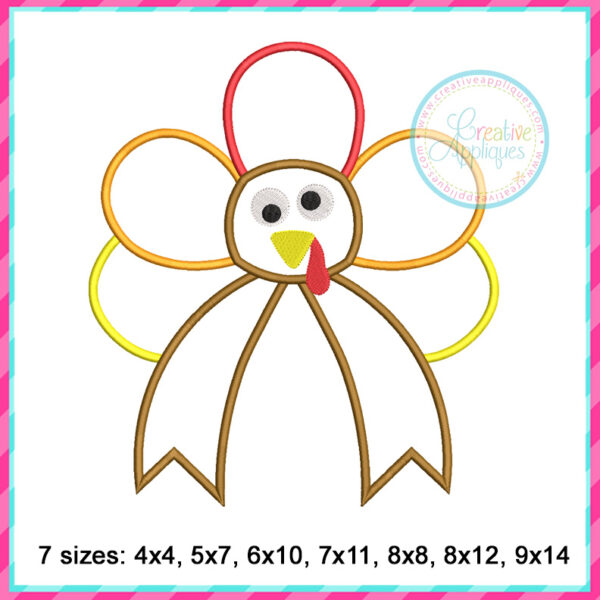 Turkey Bow Side Seam Applique Design - Image 3