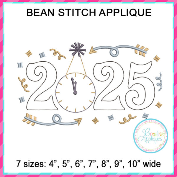 2025 Clock Bean Stitch Applique Design