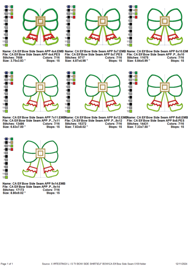 Elf Bow Side Seam Applique Design - Image 4