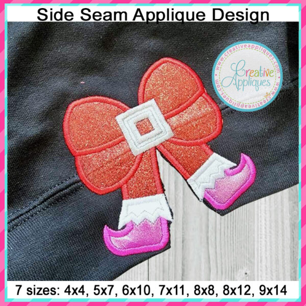 Elf Bow Side Seam Applique Design - Image 2