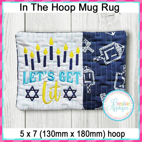 Hanukkah Mug Rug In the Hoop Design Set - Image 2