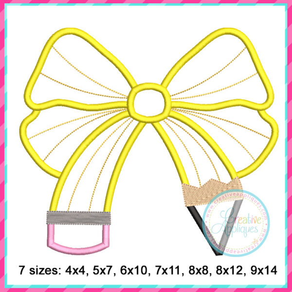 Pencil Bow Side Seam Applique Design - Image 2