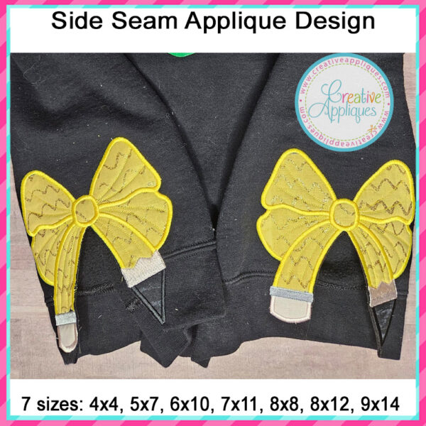 Pencil Bow Side Seam Applique Design - Image 5