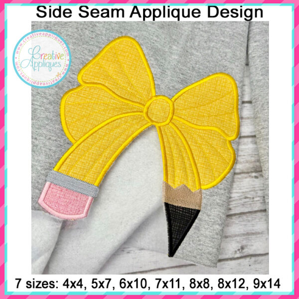 Pencil Bow Side Seam Applique Design