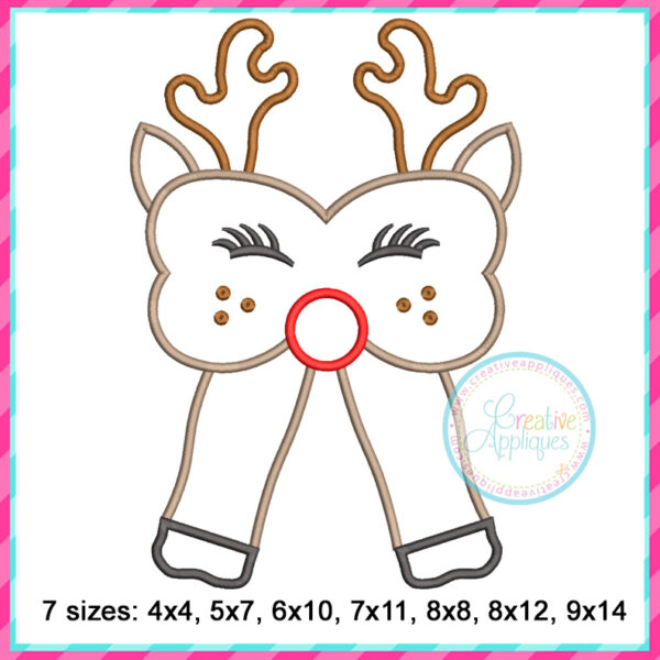 Reindeer Bow Side Seam Applique Design - Image 2