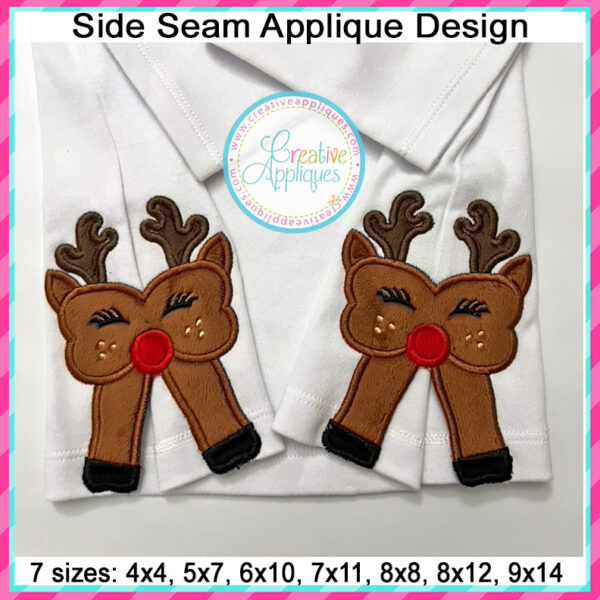 Reindeer Bow Side Seam Applique Design - Image 4