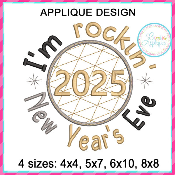 Rockin New Years Eve 2025 Applique Design