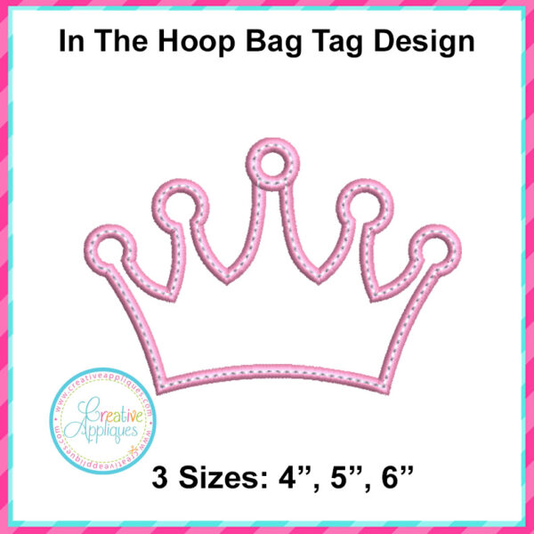 Crown Bag Tag In the Hoop Design - Image 2