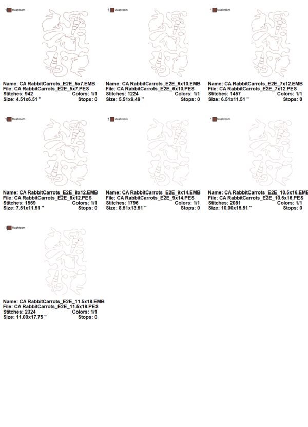 Rabbits Carrots Edge to Edge Embroidery Design - Image 2