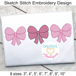 Sketch Bow Trio embroidery design
