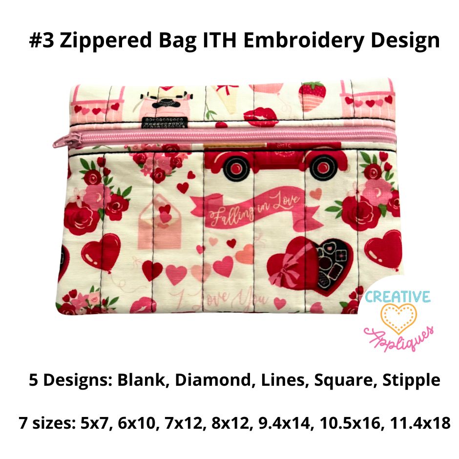 3 Rectangle Zippered Bag In The Hoop Design - Creative Appliques, image size:940x940