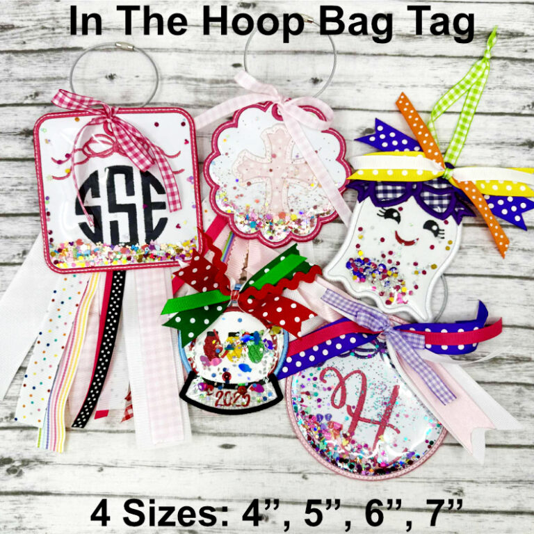 How to make an In-the-Hoop Glitter Bag Tag | Machine Embroidery