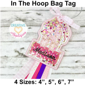 Ballet Shoes Bag Tag In the Hoop Design Glitter Friendly