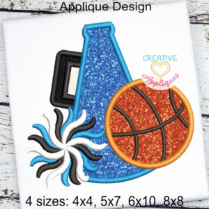 Megaphone Basketball Applique Design