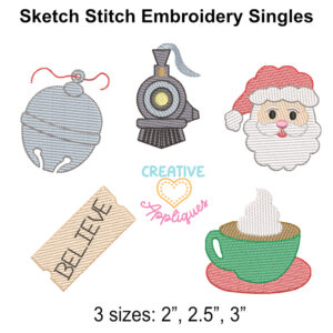 Sketch Christmas Singles embroidery design