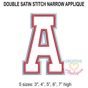 Narrow Collegiate Double Satin Alphabet Applique Design