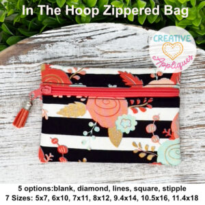 #5 Rectangle Zippered Bag In The Hoop Design