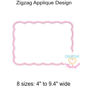 Zigzag Scallop Rectangle Frame Applique Design
