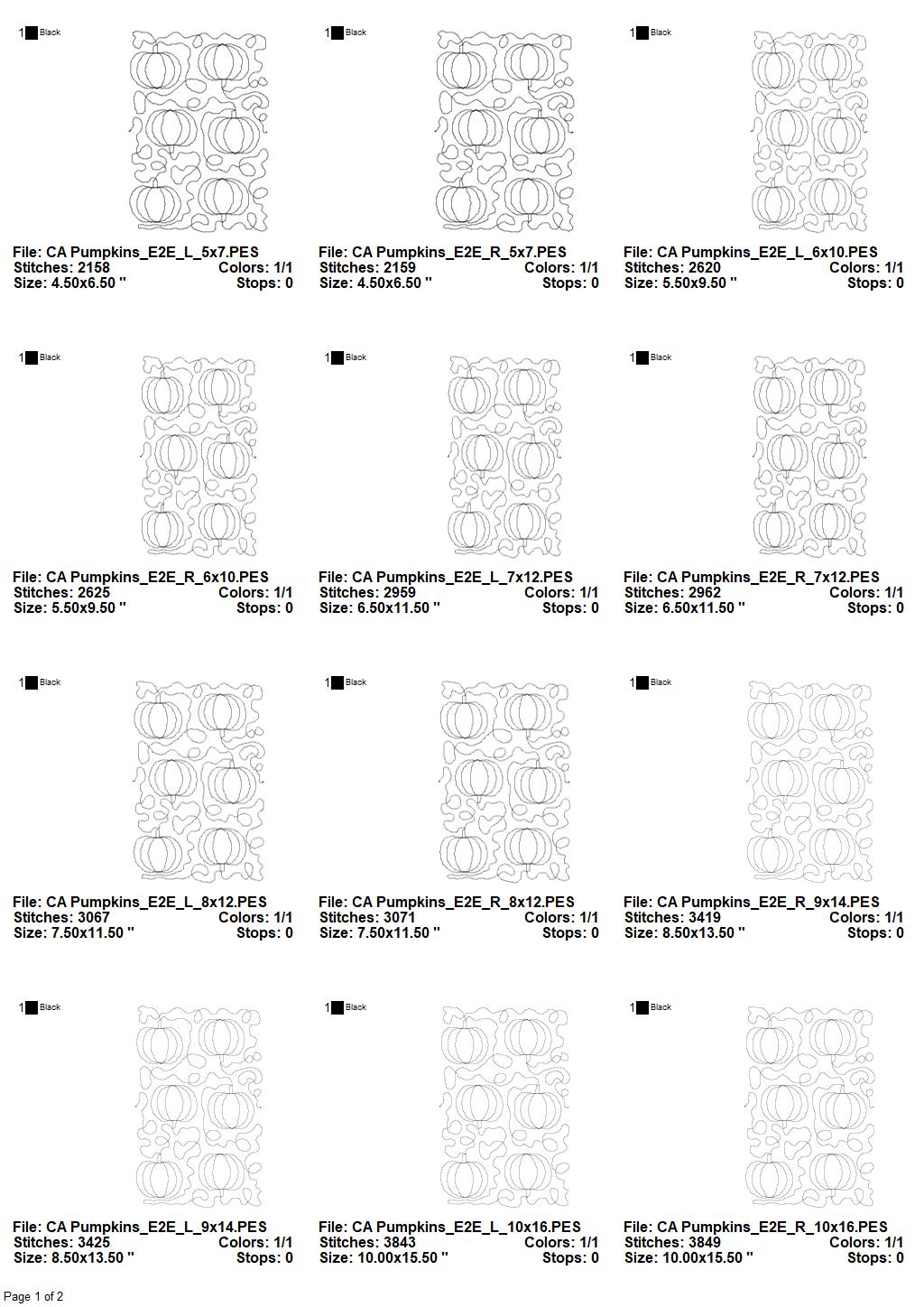 Pumpkins Edge to Edge Embroidery Design - Image 2