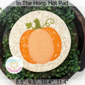 Round Pumpkin Hot Pads In the Hoop Design