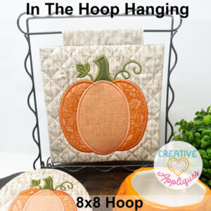 Pumpkin Quilted Mini Hanging Embroidery Design 8x8