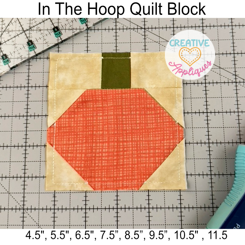 Pumpkin Quilt Block - Digital Embroidery Design Download