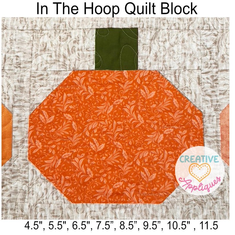 Pumpkin Quilt Block - Digital Embroidery Design Download - Image 2