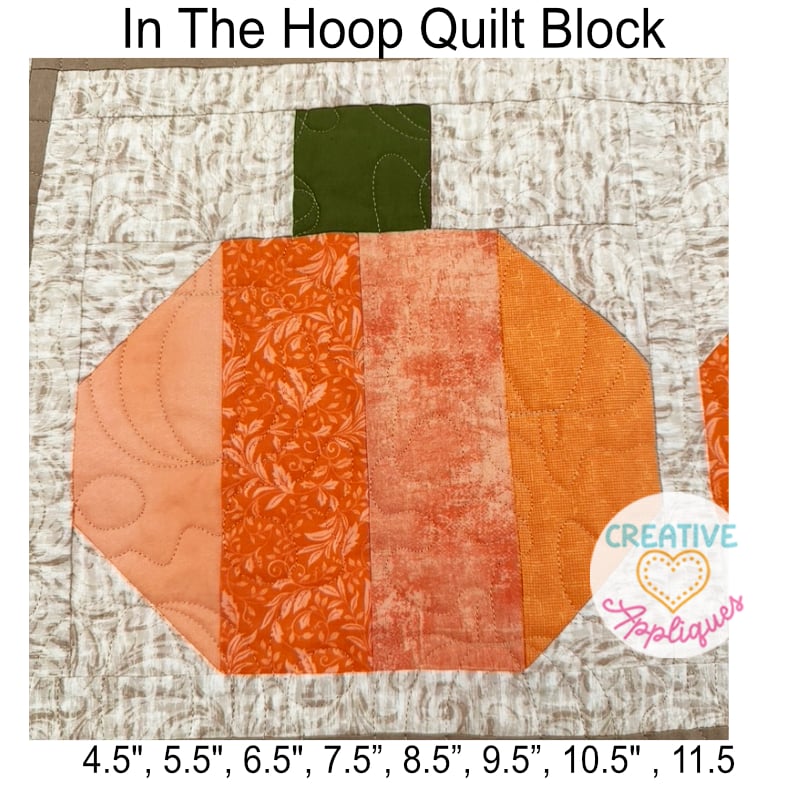 Pumpkin Quilt Block 4 - Digital Embroidery Design Download - Image 3