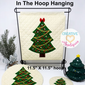 Tree Quilted Mini Hanging Embroidery Design 11.5 x 11.5