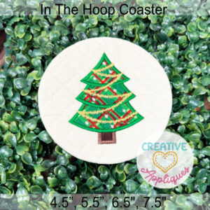 Tree Round Coasters In the Hoop Design