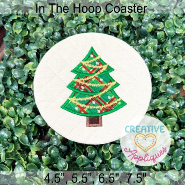 Tree Round Coasters In the Hoop Design