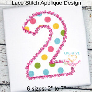 Block Numbers Lace Applique Design Set
