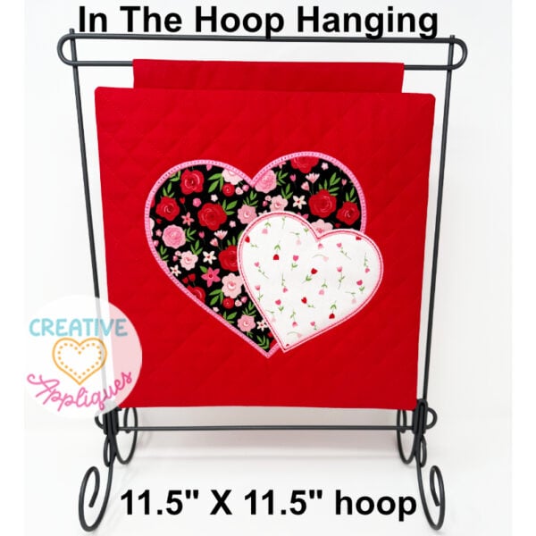Hearts Mini Hanging Embroidery Design 11.5 x 11.5