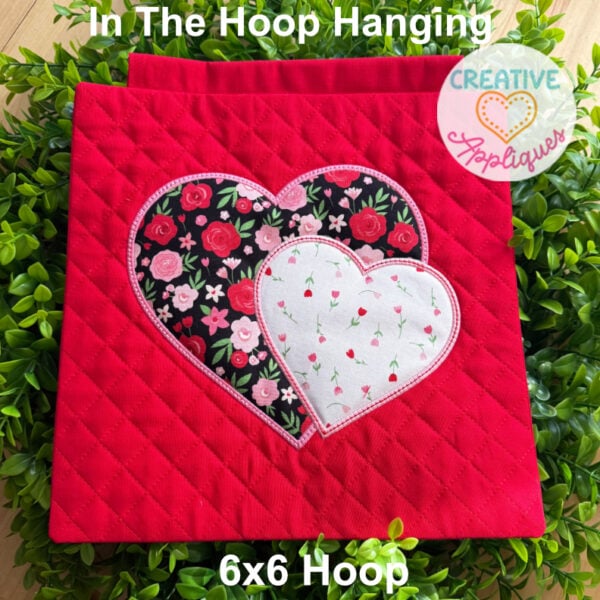 Hearts Mini Hanging Embroidery Design 6x6