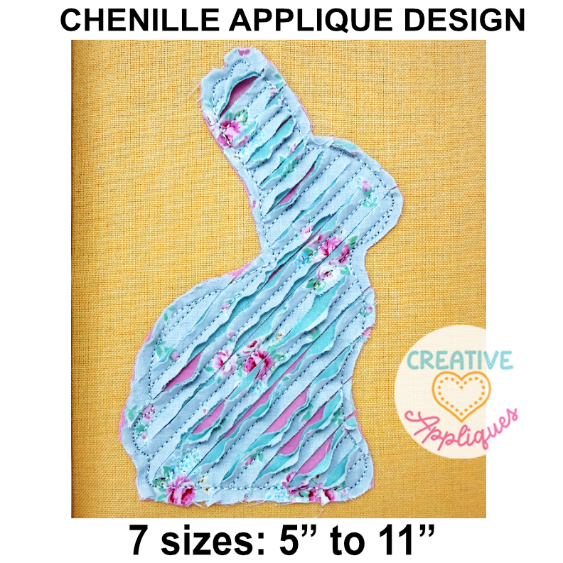 Chenille Rabbit Bean Stitch Applique Design