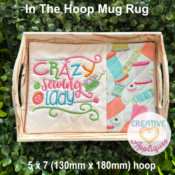 Sewing Mug Rug In The Hoop Design Set