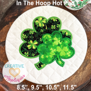 Shamrocks Round Hot Pads In the Hoop Design