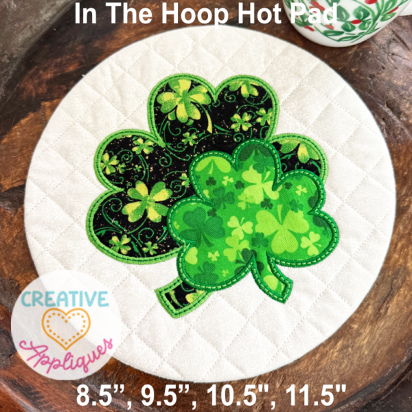 Shamrocks Round Hot Pads In the Hoop Design