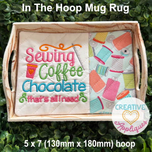 Sewing Mug Rug In The Hoop Design Set